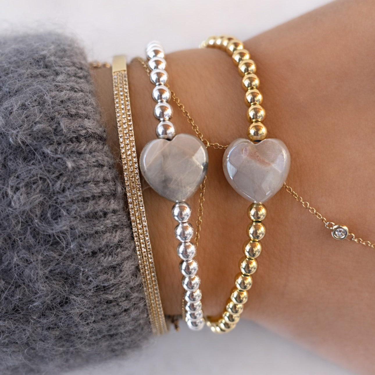 4mm Peach Moonstone Balance Bracelet