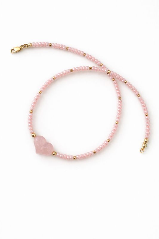 Pink Sweetheart Bead Necklace