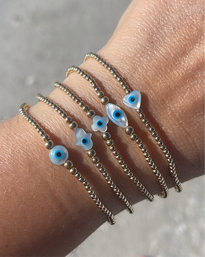 2mm Evil Eye Beaded Bracelet