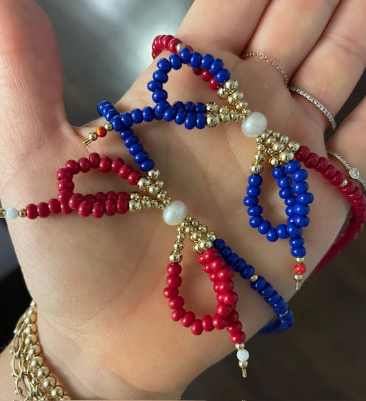 Buffalo Bills Inspired Beaded Bow Necklace