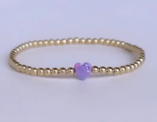 3mm Mini Opal Heart Bracelet Bizzy Beads, LLC