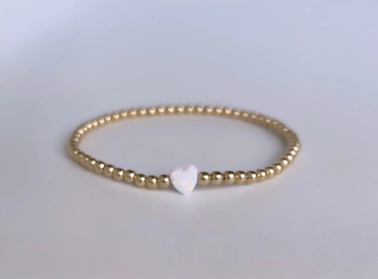 3mm Mini Opal Heart Bracelet Bizzy Beads, LLC