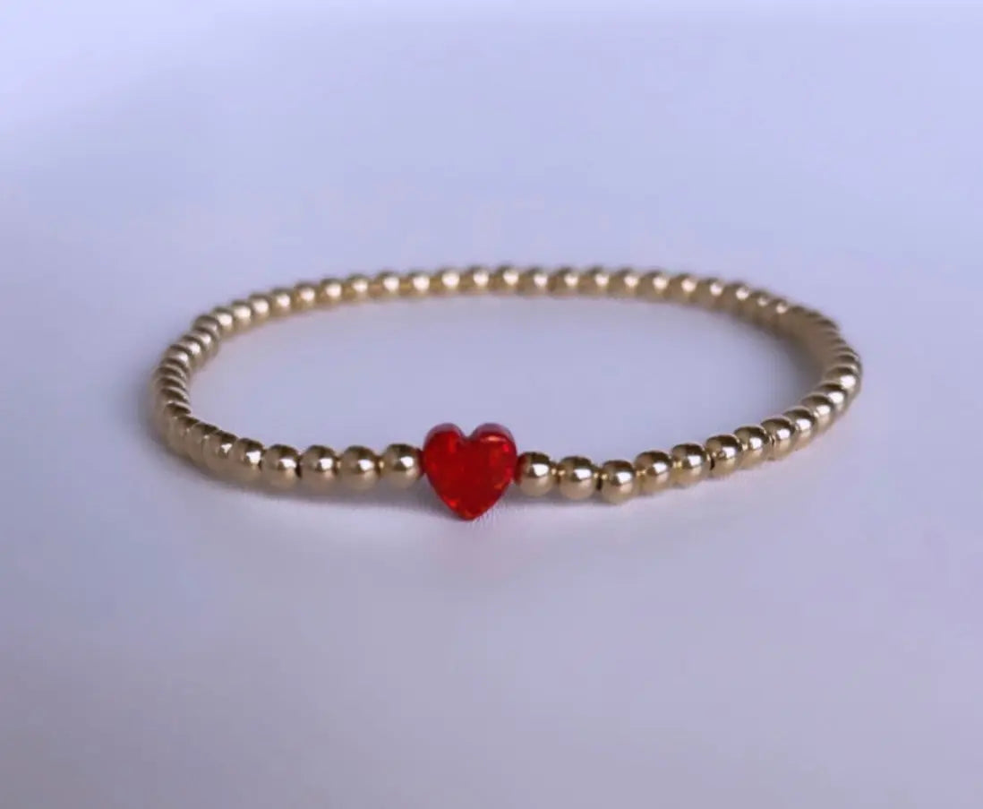 3mm Mini Opal Heart Bracelet Bizzy Beads, LLC