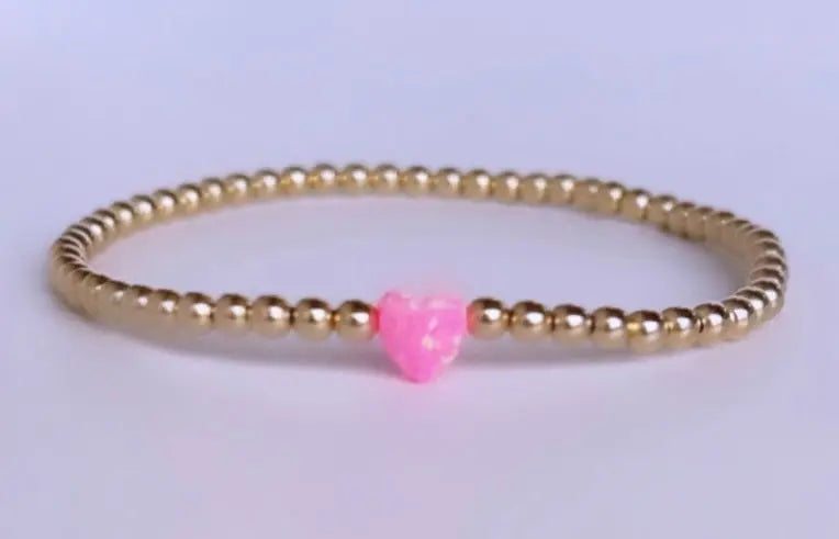 3mm Mini Opal Heart Bracelet Bizzy Beads, LLC