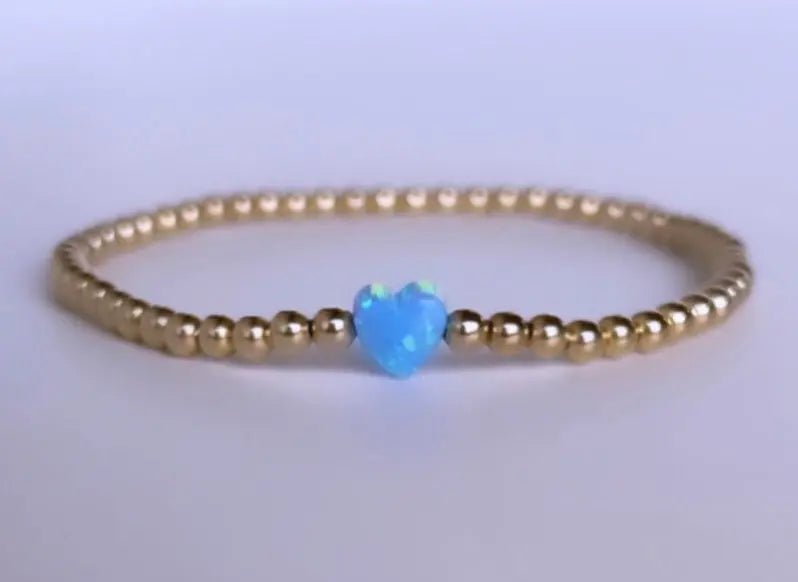 3mm Mini Opal Heart Bracelet Bizzy Beads, LLC