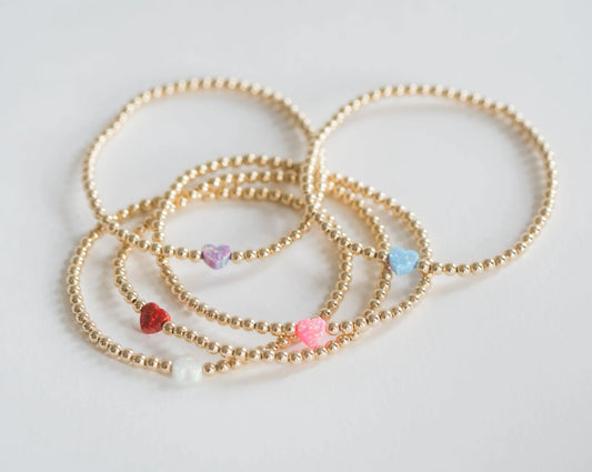 3mm Mini Opal Heart Bracelet Bizzy Beads, LLC